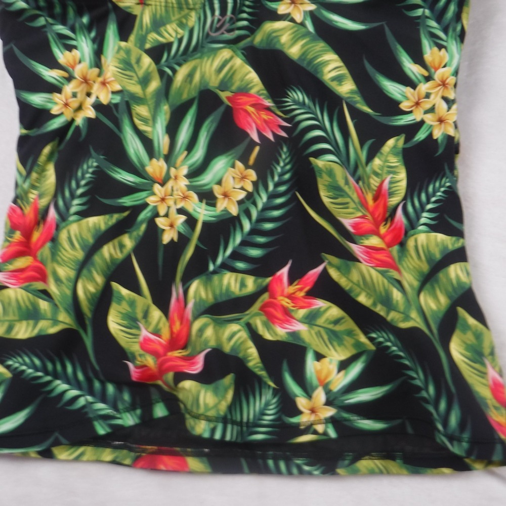 Calia by Carrie Underwood Tropical Floral Tankini Set Black Green Medium - Picture 9 of 13